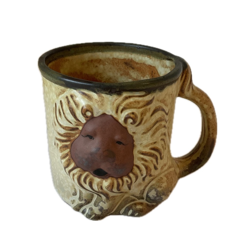 Giftcraft 3D Lion Mug Pottery Stoneware Vintage Collectible